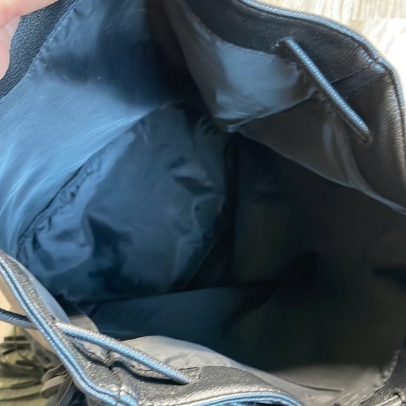 Victoria’s Secret Black Vegan Leather Fringe Drawstring Backpack - Picture 5 of 9
